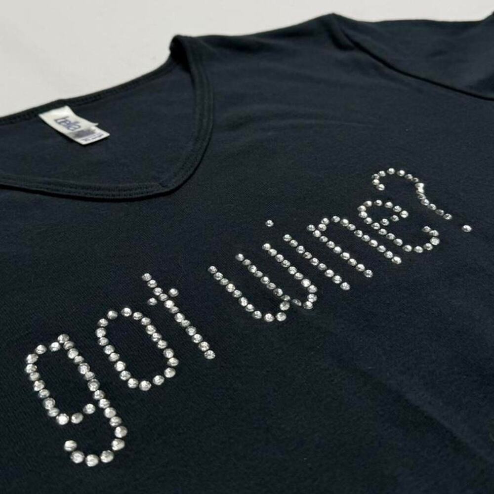 Got Wine ? Black Mcbling Baby Tee Full Length Fitted V Neck 100% Cotton size xl - Picture 3 of 8